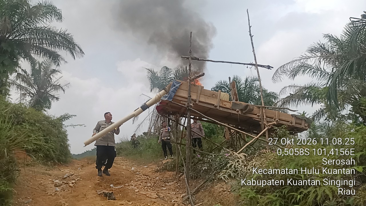 Polsek Hulu Kuantan Tertibkan Satu Unit Dompeng PETI di Desa Serosah