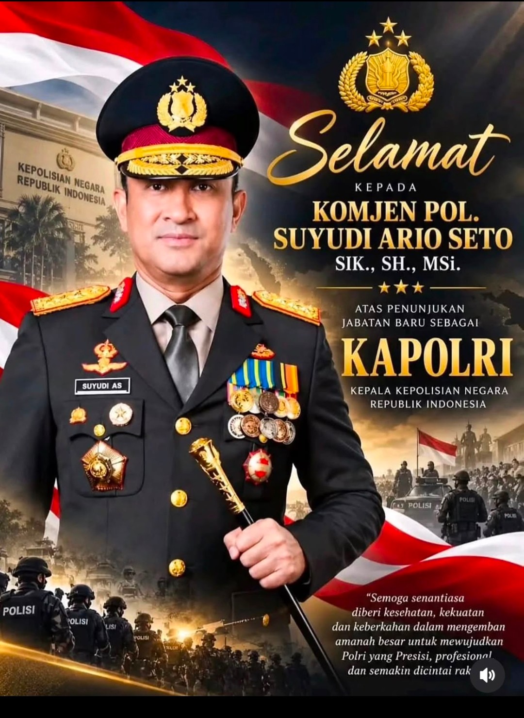 Profil Komjen Suyudi Ario Setyo, Kapolri Baru Pengganti Listyo Sigit
