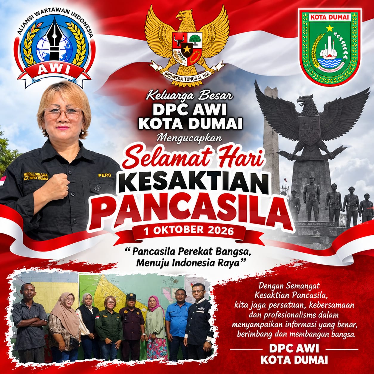 Peringati Hari Kesaktian Pancasila, Ketua DPC AWI Kota Dumai Ajak Insan Pers Perkuat Nilai Pemersatu Bangsa.