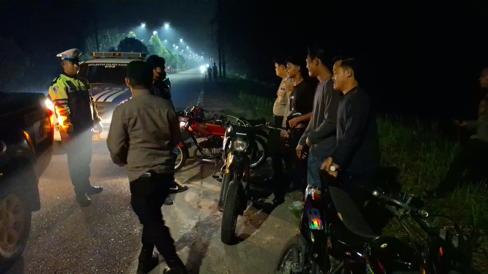 Tim Raga Polres Kuansing Patroli Malam, Antisipasi C3 dan Balap Liar