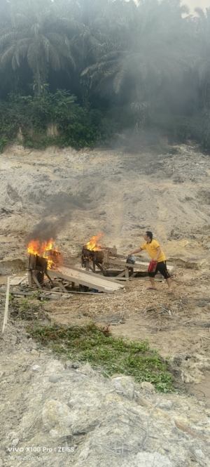 Polsek Benai Tertibkan 13 Rakit PETI di Muara Langsat