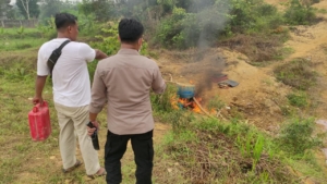 Polsek Kuantan Tengah Tindak 5 Unit Mesin Robin Diduga Digunakan Untuk Aktivitas PETI Ilegal di Pintu Gobang Kari